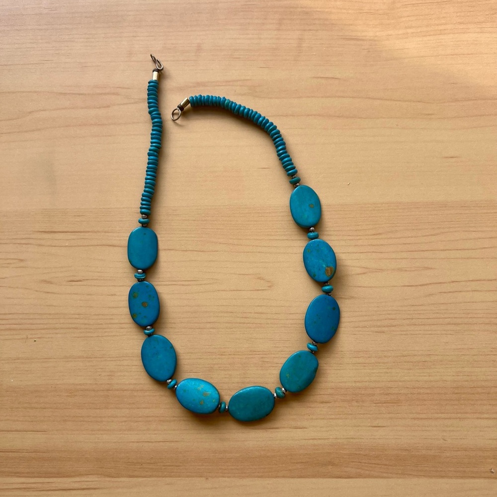 Turquoise color dyed Yak Bone Necklace